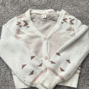 Jessica Simpson Cream and Brown Patterned Cardigan